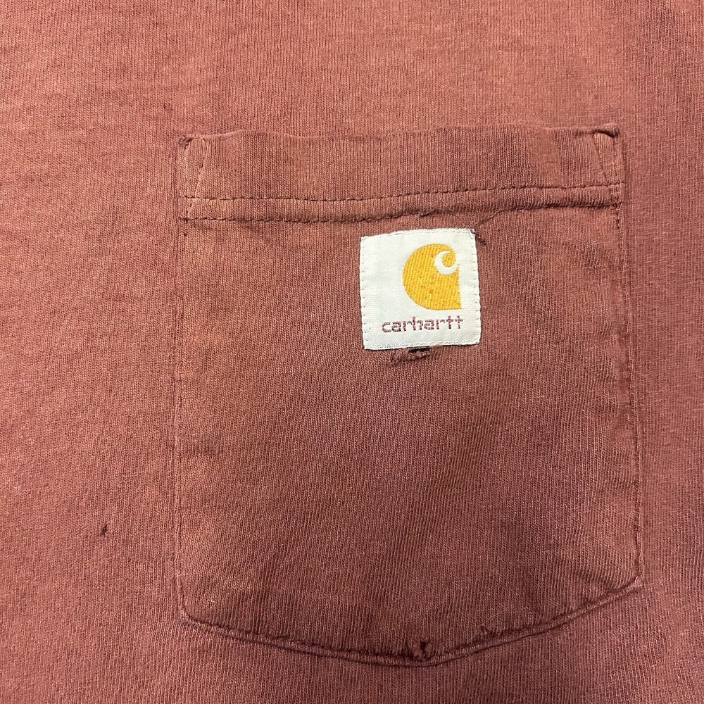 Carhartt Pocket Shirt Men XL Maroon Short Sleeve Sun Faded Thrashed Skate Grunge - Picture 3 of 16